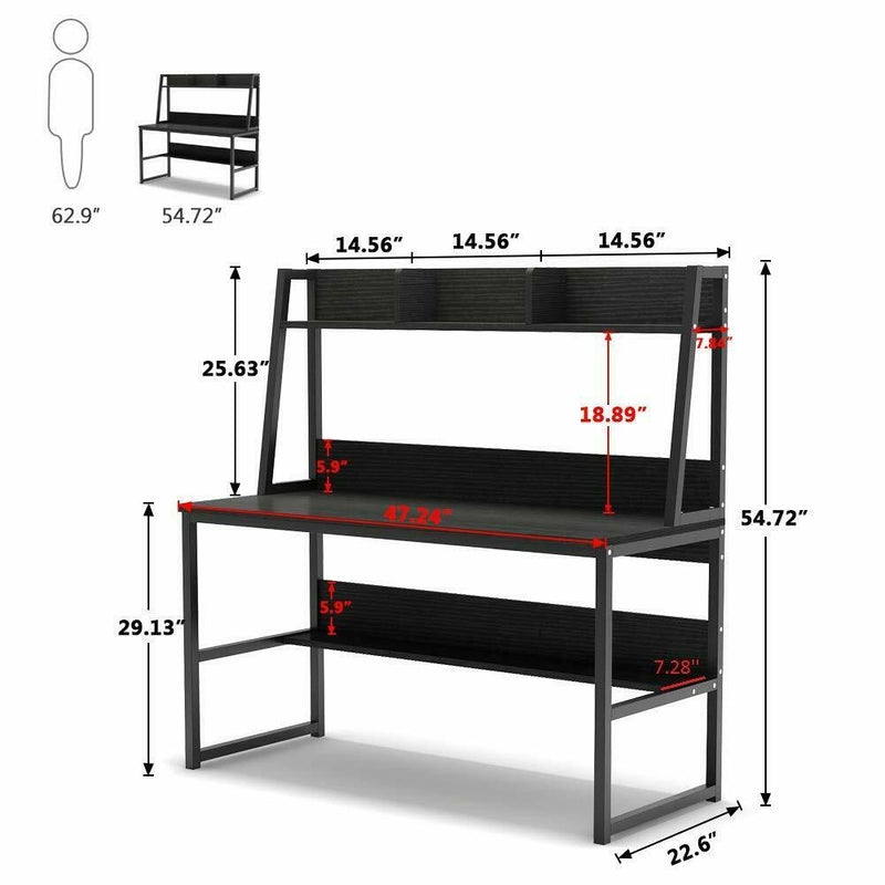 Storage Writing Desk Computer Desk with Hutch & Bookshelf