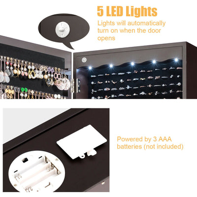 5 LEDs Jewelry Armoire Wall Mounted / Door Hanging Mirror