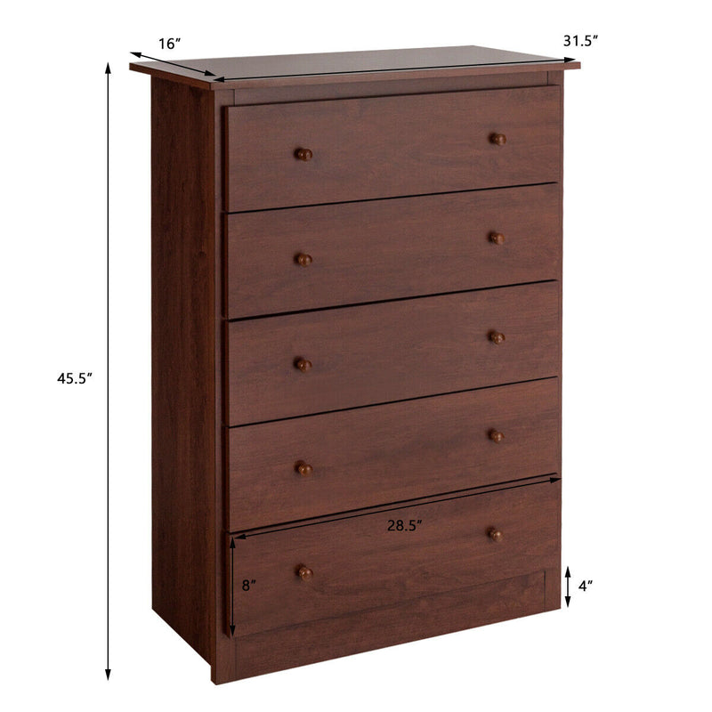 Freestanding Storage Cabinet Dresser with 5 Drawers