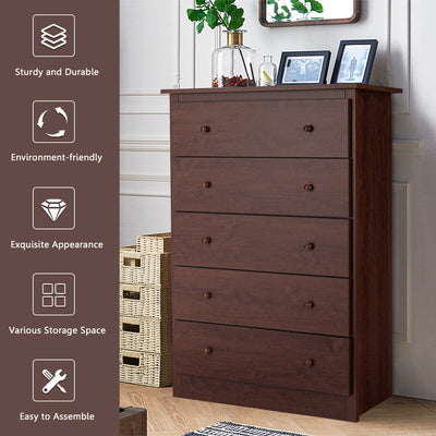 Freestanding Storage Cabinet Dresser with 5 Drawers