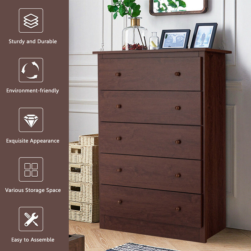 Freestanding Storage Cabinet Dresser with 5 Drawers