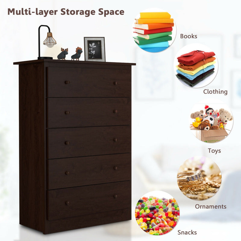 Freestanding Storage Cabinet Dresser with 5 Drawers