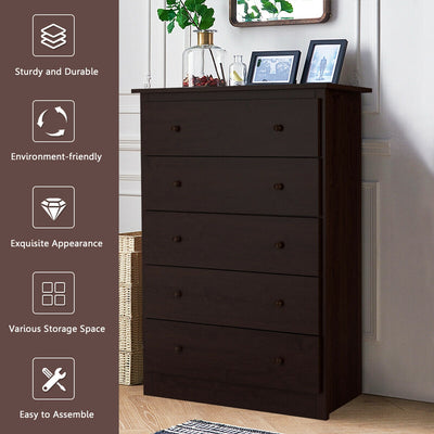 Freestanding Storage Cabinet Dresser with 5 Drawers