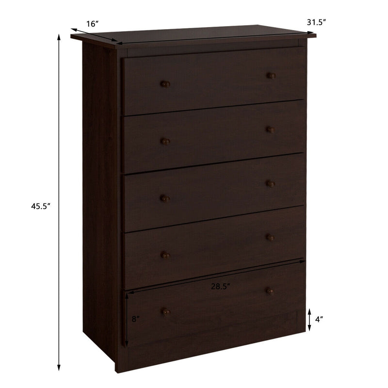 Freestanding Storage Cabinet Dresser with 5 Drawers