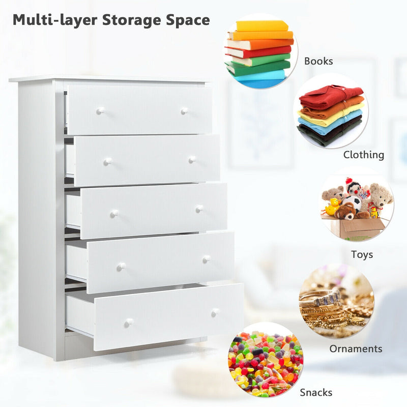 Freestanding Storage Cabinet Dresser with 5 Drawers