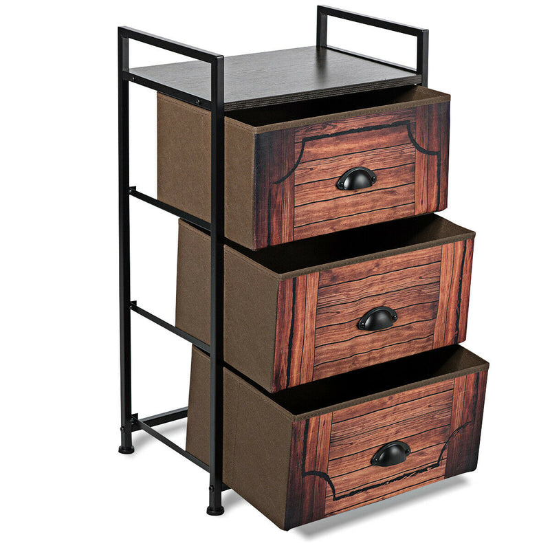 3-Drawer Removable and Foldable Metal Dresser Storage Tower Nightstand