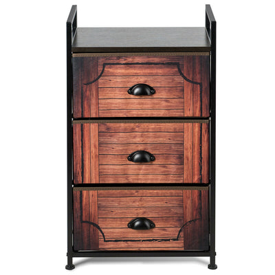 3-Drawer Removable and Foldable Metal Dresser Storage Tower Nightstand