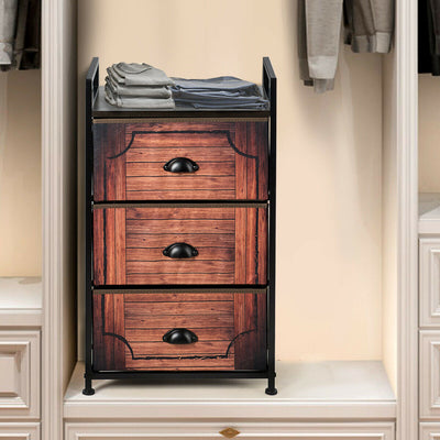 3-Drawer Removable and Foldable Metal Dresser Storage Tower Nightstand