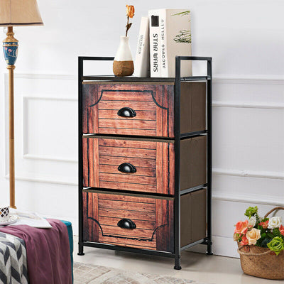 3-Drawer Removable and Foldable Metal Dresser Storage Tower Nightstand