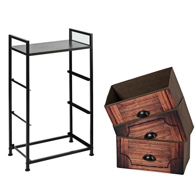 3-Drawer Removable and Foldable Metal Dresser Storage Tower Nightstand