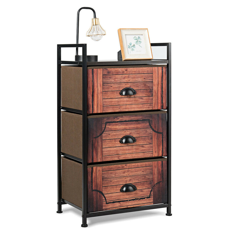 3-Drawer Removable and Foldable Metal Dresser Storage Tower Nightstand