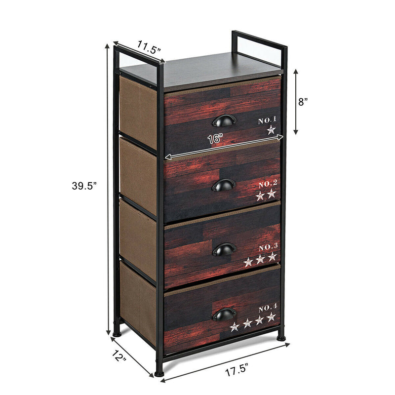 4-Drawer Metal Removable and Foldable Dresser Storage Tower Nightstand