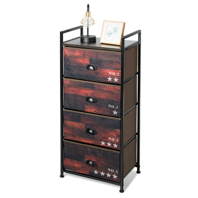 4-Drawer Metal Removable and Foldable Dresser Storage Tower Nightstand