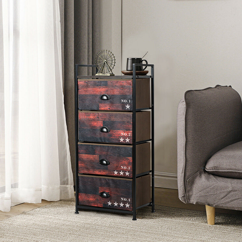 4-Drawer Metal Removable and Foldable Dresser Storage Tower Nightstand