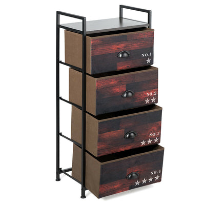 4-Drawer Metal Removable and Foldable Dresser Storage Tower Nightstand