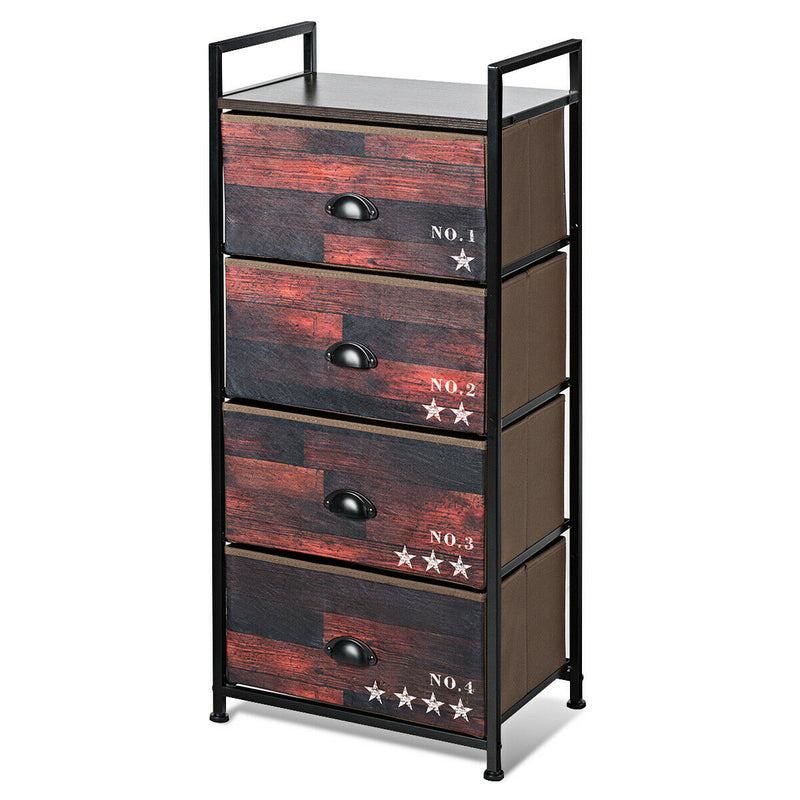 4-Drawer Metal Removable and Foldable Dresser Storage Tower Nightstand