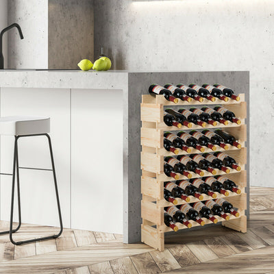 Wooden Wobble-Free Modular Wine Rack