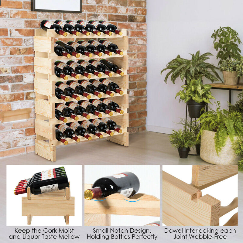 Wooden Wobble-Free Modular Wine Rack