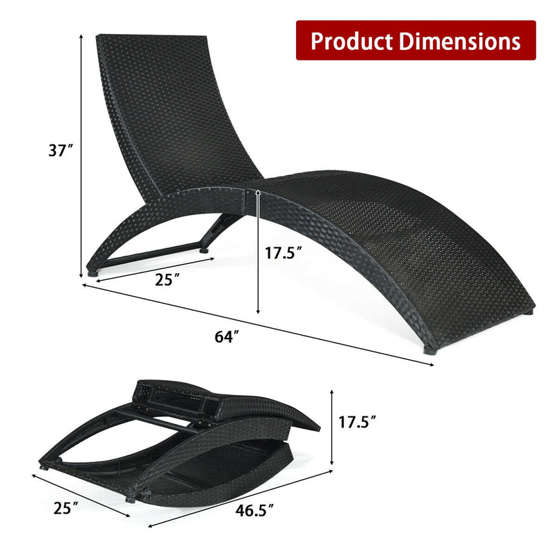 Portable Folding Rattan Lounge Chair with Removable Cushion