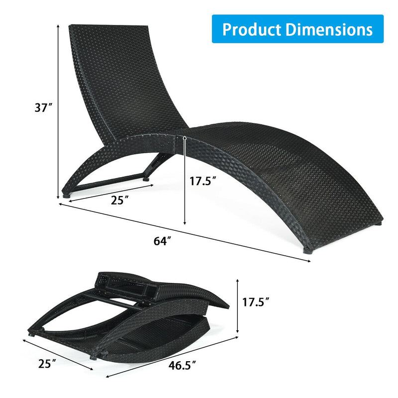 Portable Folding Rattan Lounge Chair with Removable Cushion