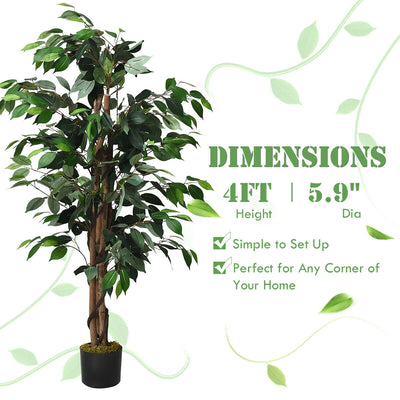 4 Ft In/Outdoor Trunks Artificial Ficus Silk Tree