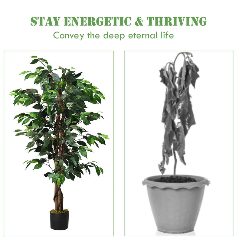 4 Ft In/Outdoor Trunks Artificial Ficus Silk Tree