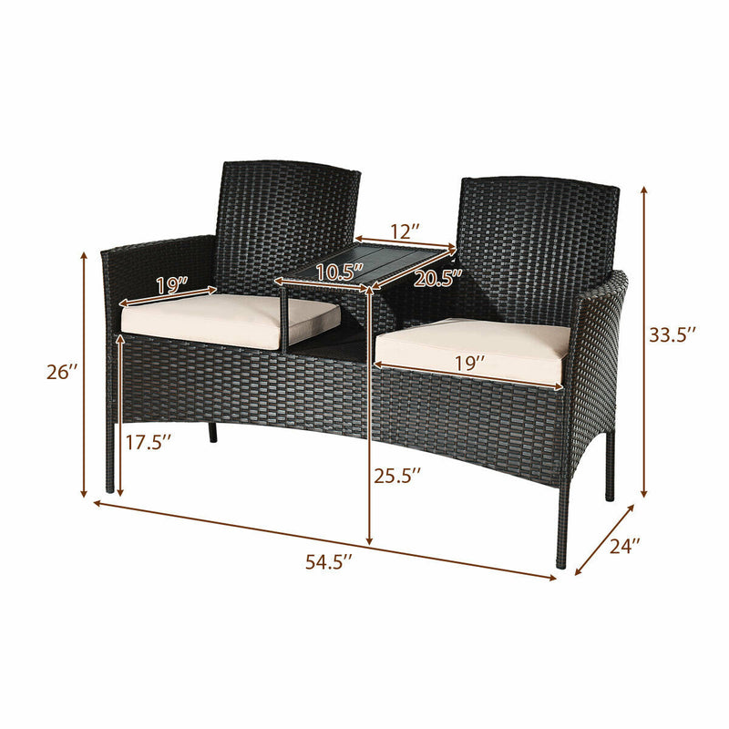 Modern Patio Conversation Set with Built-in Coffee Table and Cushions