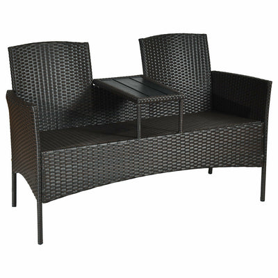 Modern Patio Conversation Set with Built-in Coffee Table and Cushions