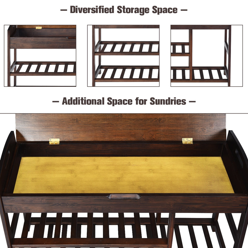 3-Tier Bamboo Shoe Bench Entryway Storage Rack