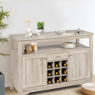 Buffet Server with Cabinet Wine Bottle Storage Sideboard