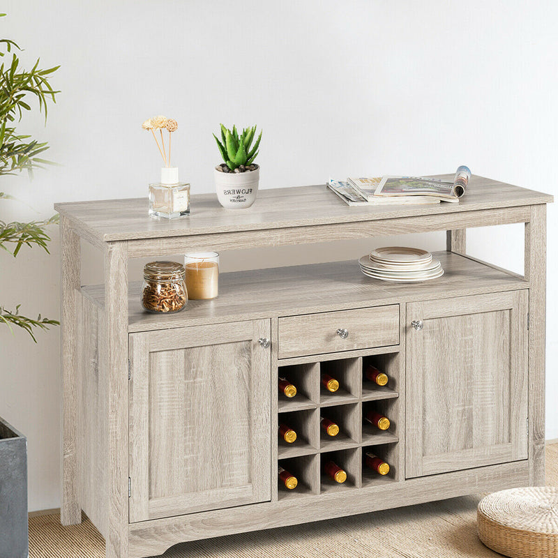 Buffet Server with Cabinet Wine Bottle Storage Sideboard