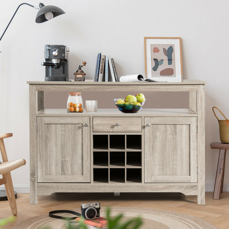 Buffet Server with Cabinet Wine Bottle Storage Sideboard