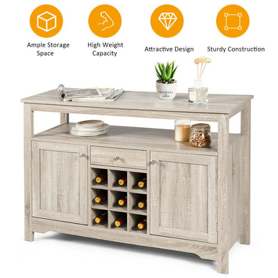 Buffet Server with Cabinet Wine Bottle Storage Sideboard