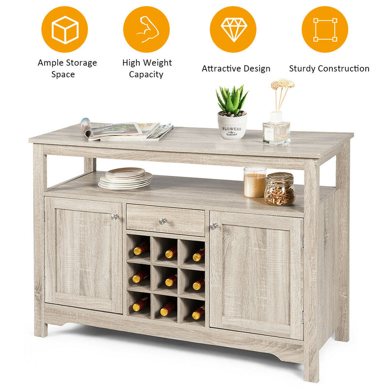 Buffet Server with Cabinet Wine Bottle Storage Sideboard