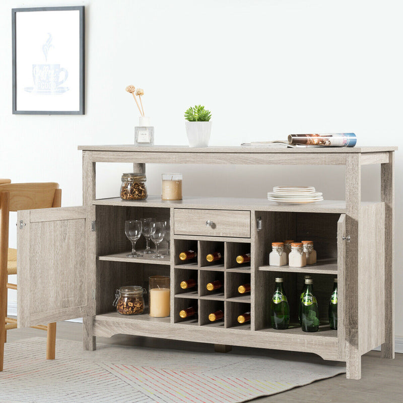 Buffet Server with Cabinet Wine Bottle Storage Sideboard