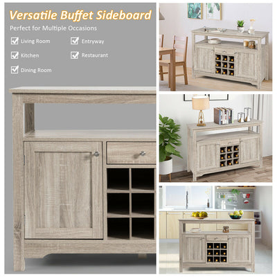 Buffet Server with Cabinet Wine Bottle Storage Sideboard