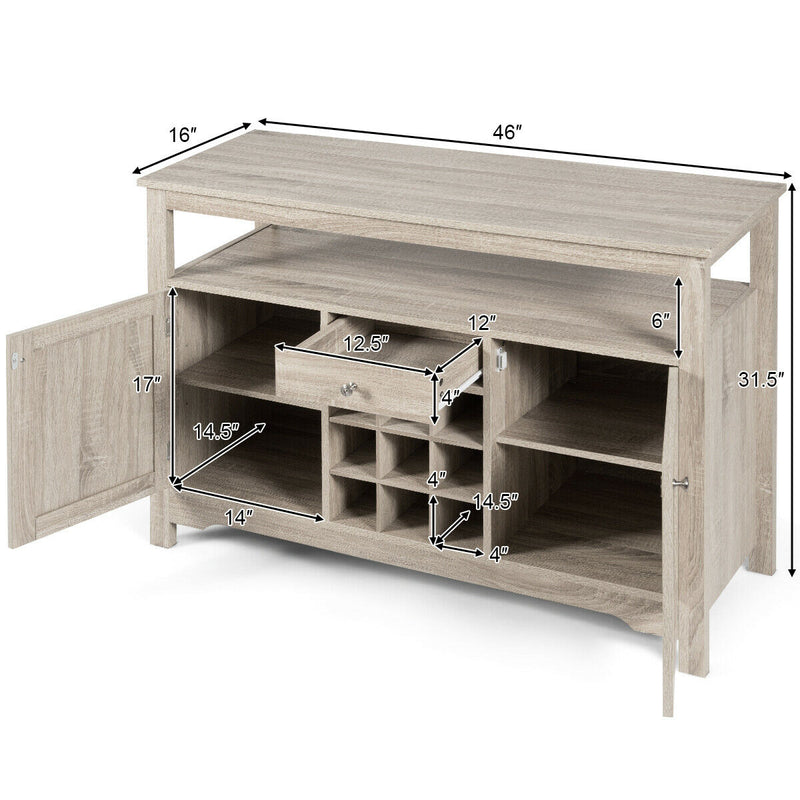 Buffet Server with Cabinet Wine Bottle Storage Sideboard