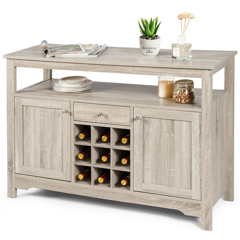 Buffet Server with Cabinet Wine Bottle Storage Sideboard