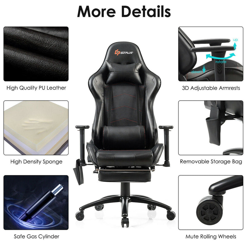 Swivel Leather Massage Gaming Chair Recliner with Headrest and Backrest