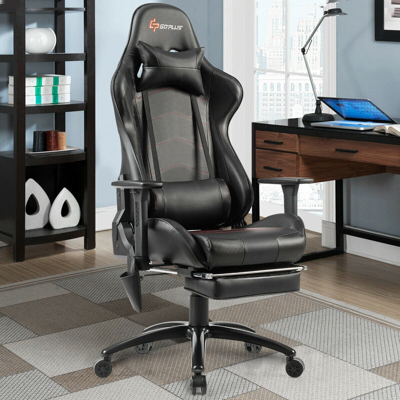 Swivel Leather Massage Gaming Chair Recliner with Headrest and Backrest