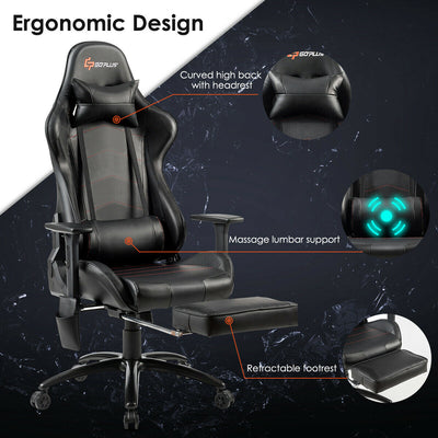 Swivel Leather Massage Gaming Chair Recliner with Headrest and Backrest