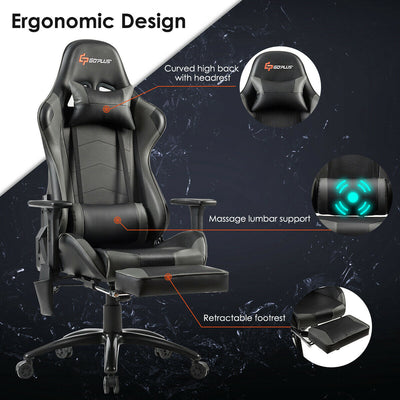 Swivel Leather Massage Gaming Chair Recliner with Headrest and Backrest