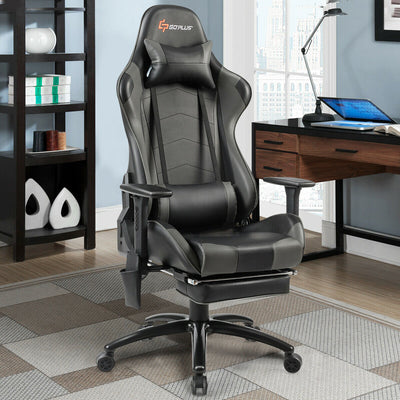 Swivel Leather Massage Gaming Chair Recliner with Headrest and Backrest