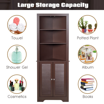 Freestanding Bathroom Corner Storage Cabinet with Shelves