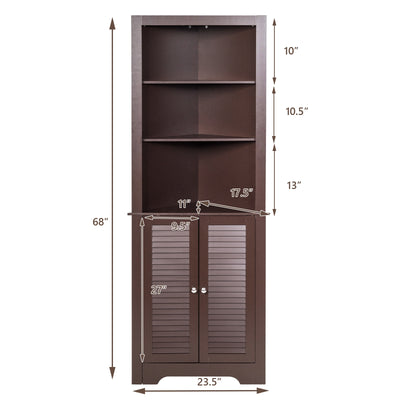 Freestanding Bathroom Corner Storage Cabinet with Shelves