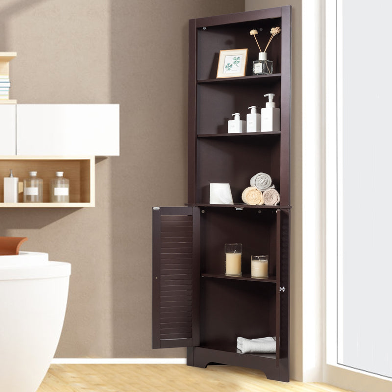 Freestanding Bathroom Corner Storage Cabinet with Shelves