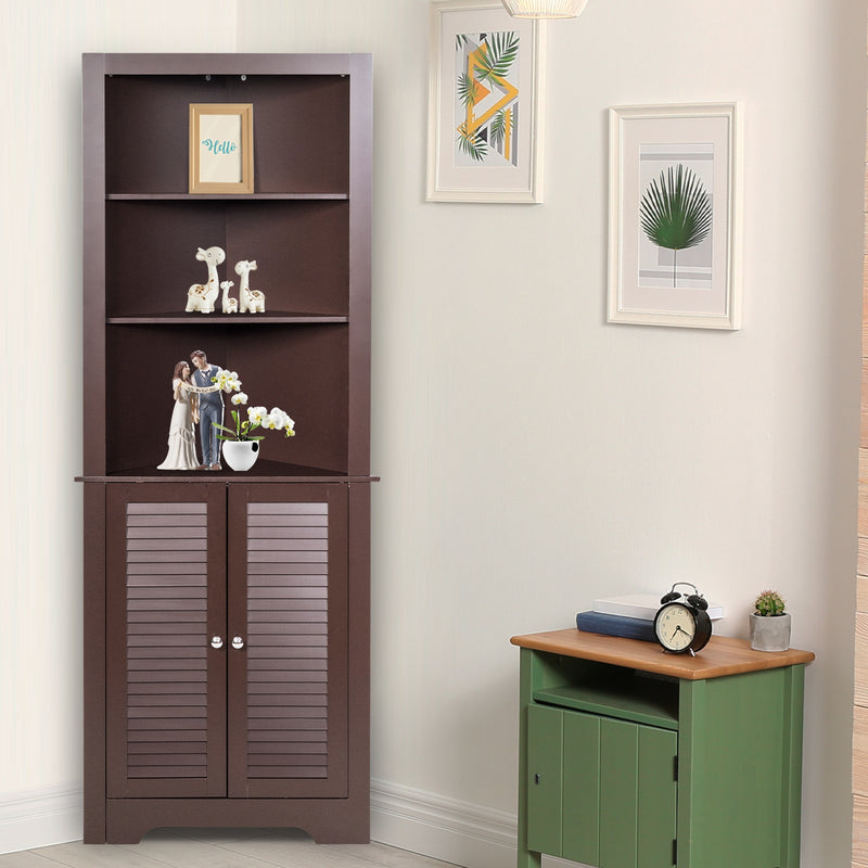 Freestanding Bathroom Corner Storage Cabinet with Shelves