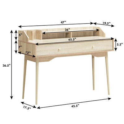 Writing Desk with Drawer Computer Wooden Desk