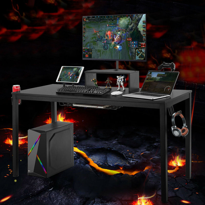 55 Inch Ergonomic Gaming Desk with Monitor Shelf