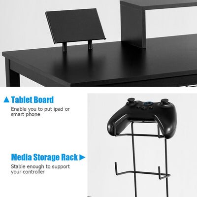 55 Inch Ergonomic Gaming Desk with Monitor Shelf